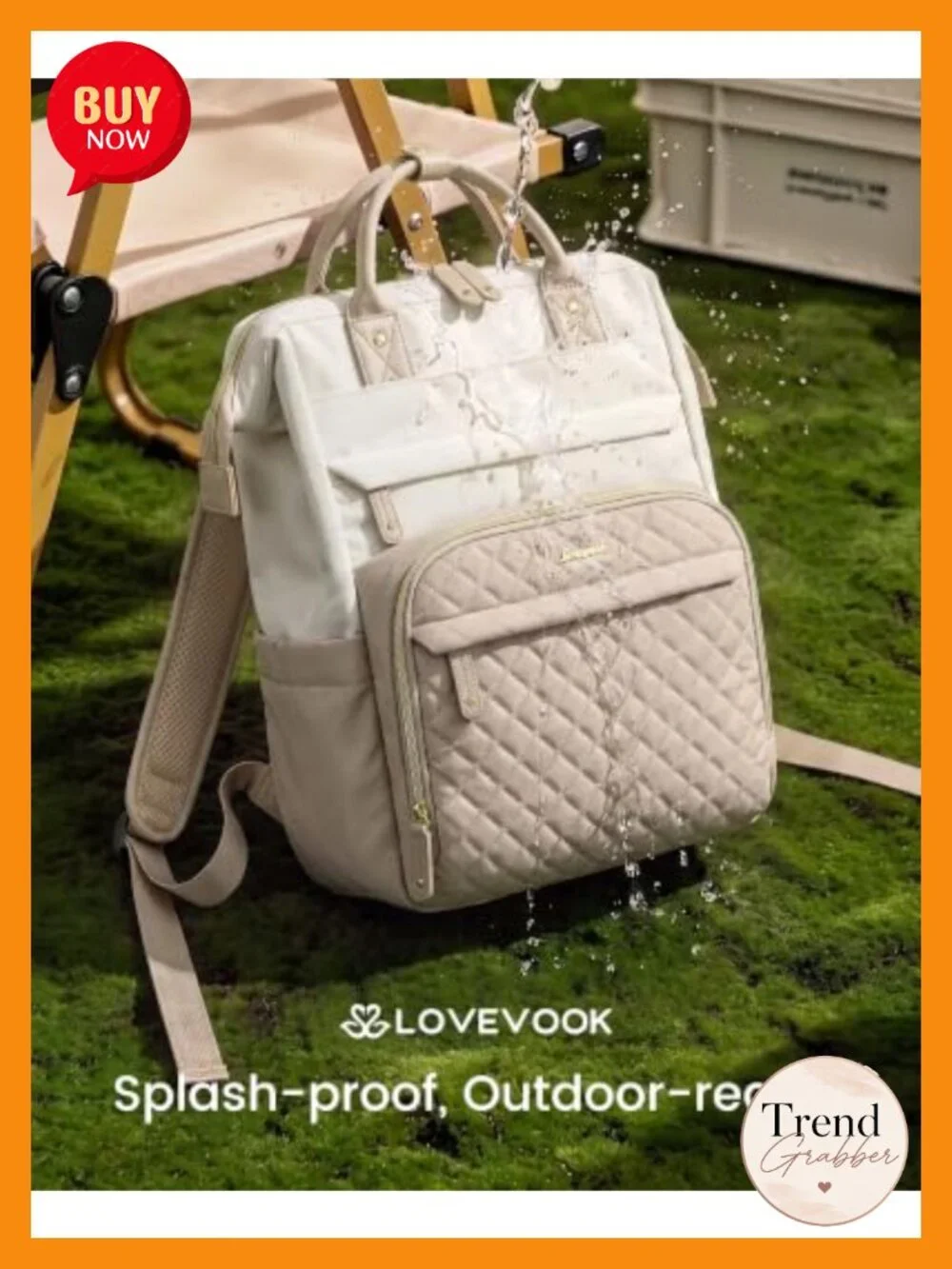 Quilted Laptop Backpack Women Teacher Nurse Work Backpack 15.6 Inch Nylon